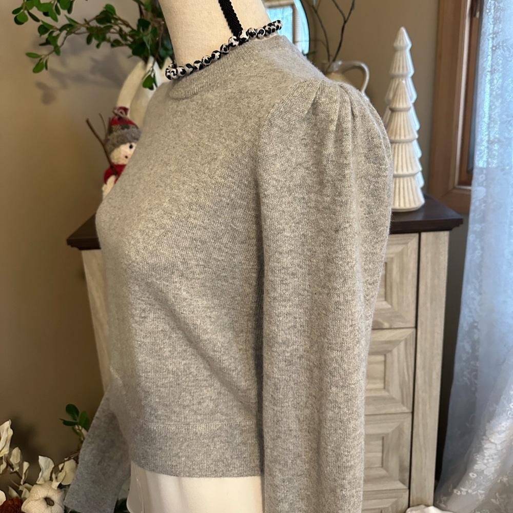 NWT | Veronica Beard ‘Jensen’ Puff Sleeve Cashmere Sweater w/ Blouse Bottom - Picture 7 of 11